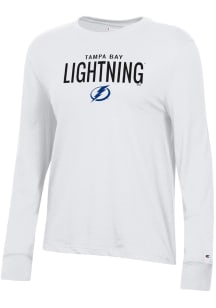Champion Tampa Bay Lightning Womens White Mascot Logo Core LS Tee