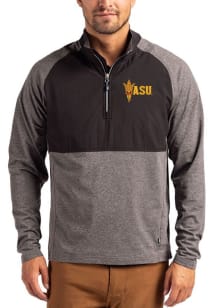 Cutter and Buck Arizona State Sun Devils Mens Black Adapt Eco Hybrid Long Sleeve Qtr Zip Pullover