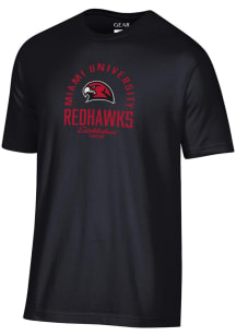 Under Armour Miami RedHawks Black Printed Short Sleeve T Shirt