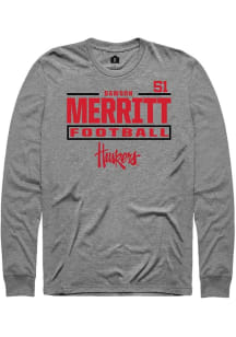 Dawson Merritt Nebraska Cornhuskers Graphite Football NIL Stacked Box Long Sleeve Player T Shirt