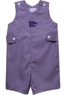 Vive La Fete K-State Wildcats Baby Purple Gingham Overalls