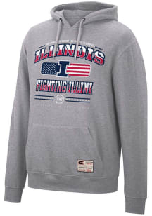 Colosseum Illinois Fighting Illini Mens Grey OHT Stacked Flag Logo Long Sleeve Hoodie