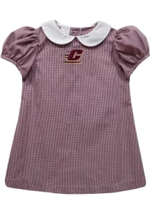 Vive La Fete Central Michigan Chippewas Baby Girls Maroon Gingham Collar Short Sleeve Dress