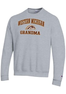 Champion Western Michigan Broncos Mens Grey Grandma Powerblend Long Sleeve Crew Sweatshirt