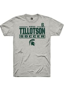 Remini Tillotson Michigan State Spartans Ash NIL Stacked Box Short Sleeve Player T Shirt
