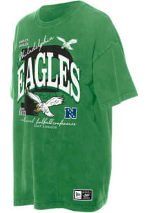 New Era Philadelphia Eagles Womens Kelly Green Throwback Oversized Short Sleeve T-Shirt