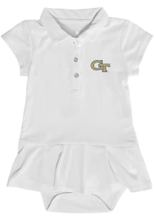 GA Tech Yellow Jackets Baby Girls White Caroline Short Sleeve Dress