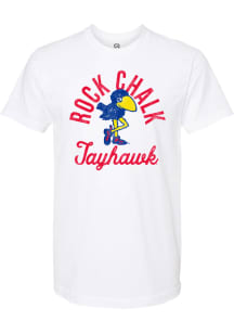 Summit Sportswear Kansas Jayhawks White Vintage Arch 1912 Mascot Short Sleeve Fashion T Shirt