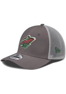 New Era Minnesota Wild Mens Silver Primary Team Logo Neo 39THIRTY Flex Hat