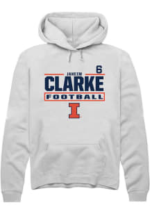 Jaheim Clarke Illinois Fighting Illini Mens White Football NIL Stacked Box Player Hood