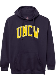 League UNCW Seahawks Mens Navy Blue Arch Name Long Sleeve Hoodie