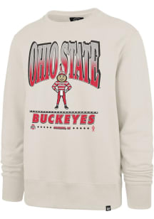 47 Ohio State Buckeyes Mens Natural Straight Shot Two Headline Long Sleeve Crew Sweatshirt