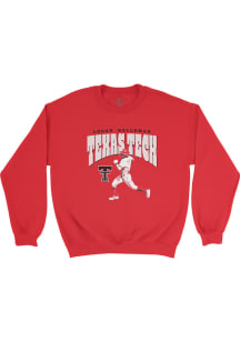Logan Halleman  Campus Ink Texas Tech Red Raiders Youth Red Illustrated Long Sleeve Crew Sweatshir..