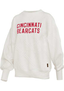 Pressbox Cincinnati Bearcats Womens Ivory Eleanor Crew Sweatshirt