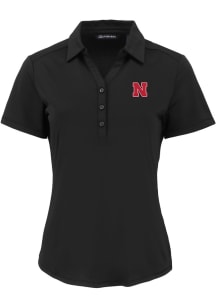 Cutter and Buck Nebraska Cornhuskers Womens Black Forge Eco Polo Short Sleeve Polo Shirt