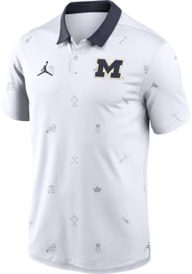 Nike Michigan Wolverines Mens White Vapor Primetime Jordan Short Sleeve Polo