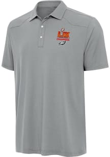 Antigua Philadelphia Eagles Mens Grey 2024 Super Bowl Champions Western Short Sleeve Polo
