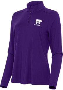Antigua K-State Wildcats Womens Purple Baseball Intent Qtr Zip