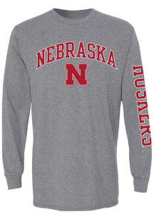Summit Sportswear Nebraska Cornhuskers Graphite Arch Mascot Double Hit Long Sleeve T Shirt