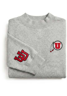 Utah Utes Mens Grey Primary Logo Long Sleeve Crew Sweatshirt