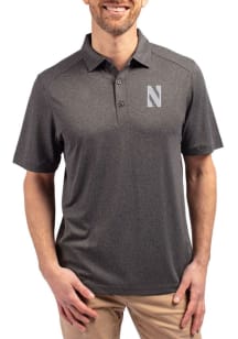 Cutter and Buck Northwestern Wildcats Black Heather Forge Eco Stretch Big and Tall Polo