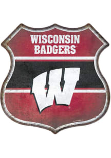 Wisconsin Badgers Metal Route Sign - Silver