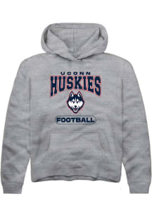 Summit Sportswear UConn Huskies Youth Graphite Football Long Sleeve Hoodie
