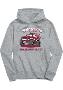 Vive La Fete Indiana Hoosiers Toddler Grey On My Way Long Sleeve Hooded Sweatshirt
