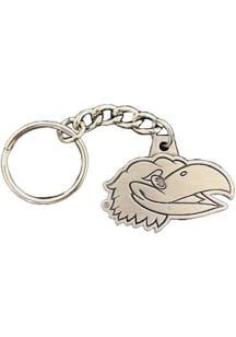 Kansas Jayhawks Pewter Die Cut Mascot Keychain - Silver