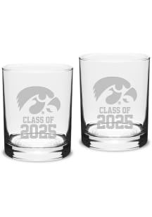 Iowa Hawkeyes Class of 2025 Set of 2 Rock Glass - White