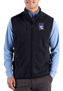 Cutter and Buck Northwestern Wildcats Mens Black Hunts Point Eco Sleeveless Jacket