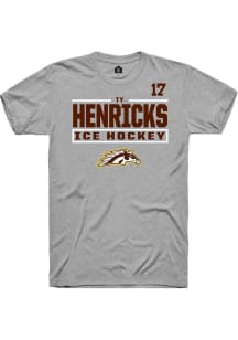 Ty Henricks Western Michigan Broncos Grey NIL Stacked Box Short Sleeve Player T Shirt