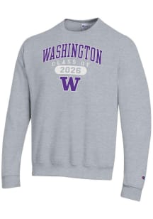 Champion Washington Huskies Mens Grey Class of 2026 Powerblend Long Sleeve Crew Sweatshirt