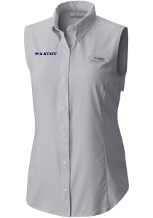 Columbia K-State Wildcats Womens Grey Heat Seal Omni Wick Tamiami Polo Shirt