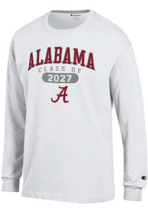 Champion Alabama Crimson Tide White Class of 2027 Jersey Long Sleeve T Shirt