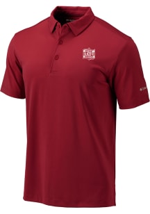 Columbia Oklahoma Sooners Mens Crimson CWS Champions 2026 Heat Seal Omni Wick Drive Short Sleeve P..