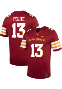 Jamal Polite  Nike Iowa State Cyclones Cardinal Red NIL Name And Number Football Jersey