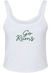 Summit Sportswear Colorado State Rams Womens White Micro Rib Spaghetti Strap Tank Top