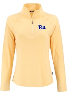 Cutter and Buck Pitt Panthers Womens Yellow Coastline Qtr Zip