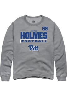Justin Holmes Pitt Panthers Mens Graphite Football NIL Stacked Box Player Crew