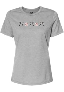 Summit Sportswear Americana Womens Grey baseball bows Short Sleeve T-Shirt