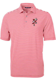 Cutter and Buck Louisville Cardinals Mens Red Virtue Pique Stripe Short Sleeve Polo