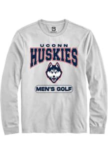 Summit Sportswear UConn Huskies White Men's Golf Long Sleeve T Shirt
