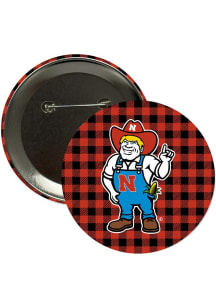 Nebraska Cornhuskers 3" Plaid Button - Red