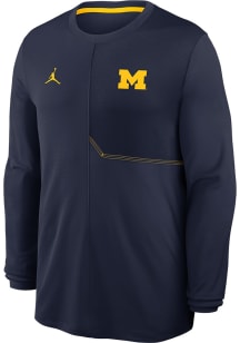 Nike Michigan Wolverines Navy Blue DriFit Coach Practice Jordan Long Sleeve T-Shirt