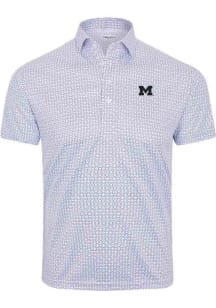 Michigan Wolverines Mens Navy Blue Semi Spread Spheres Short Sleeve Polo