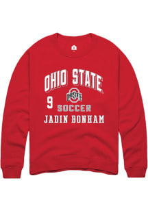 Jadin Bonham Ohio State Buckeyes Mens Red NIL Arch Logo Player Crew