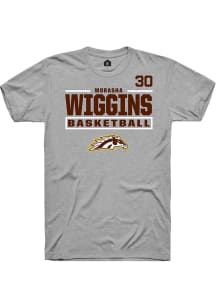 Morasha Wiggins Western Michigan Broncos Grey NIL Stacked Box Short Sleeve Player T Shirt