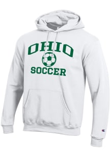 Champion Ohio Bobcats Mens White Soccer Icon Powerblend Long Sleeve Hoodie