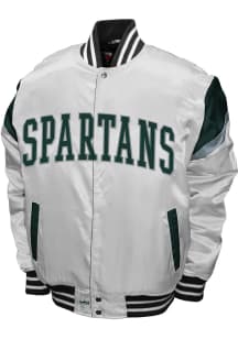 Mens Michigan State Spartans Power Satin Heavyweight Jacket - White